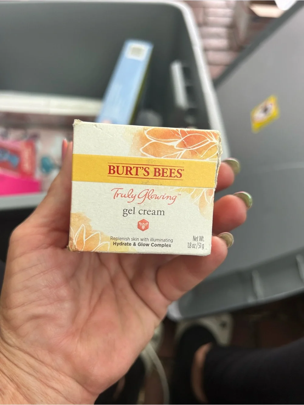 Burt's Bees Gel Cream in White & Yellow-Orange Packaging